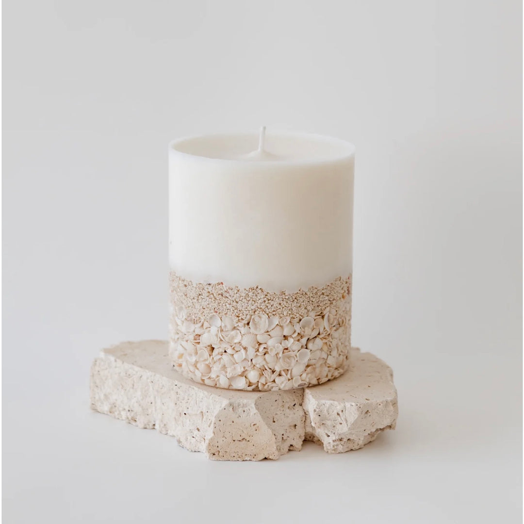 Shark Bay Shell Pillar Candle (Large)