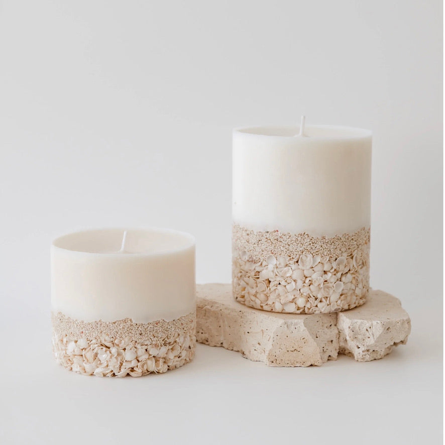 Shark Bay Shell Pillar Candle (Large)