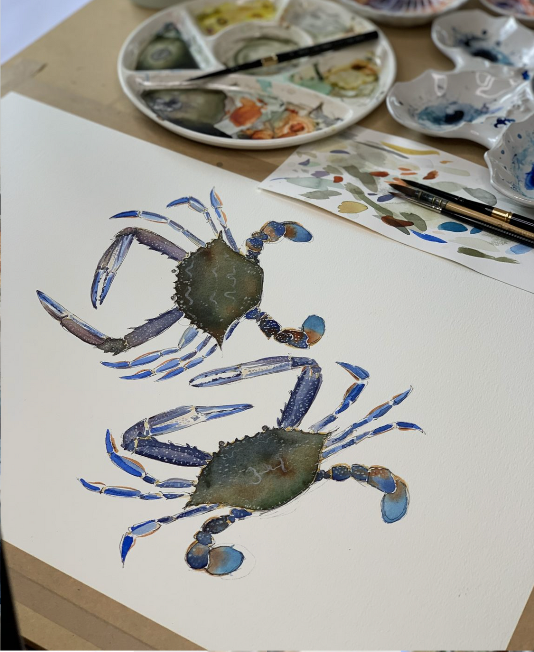 Blue Swimmer Sand Crabs Watercolour Eco Art Print
