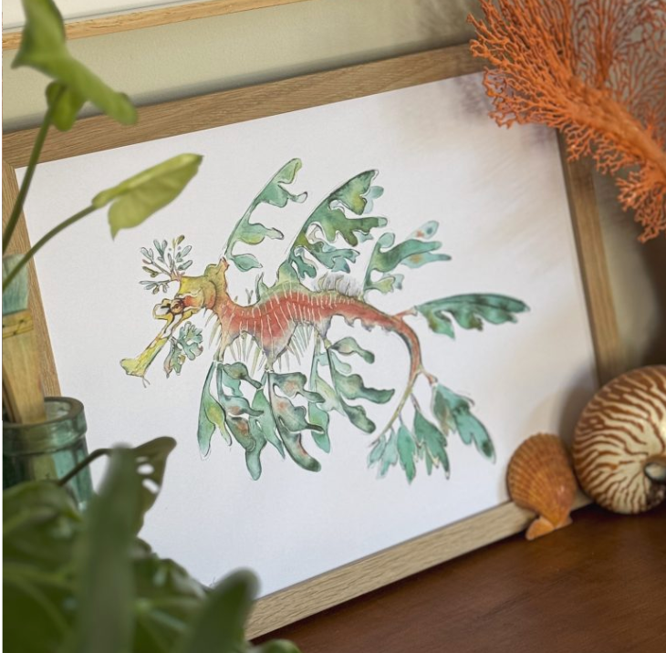 Leafy Seadragon Watercolour Eco Art Print A4