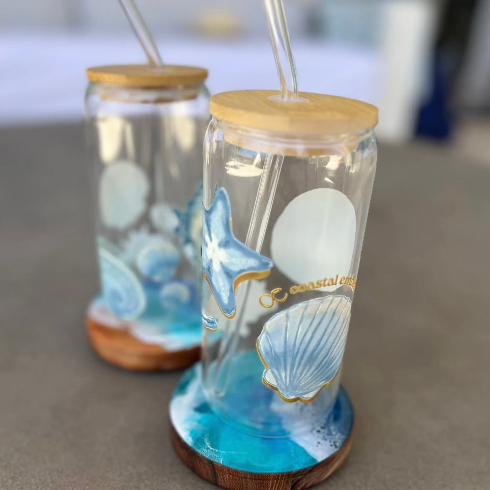 Golden Shell Glass Tumbler