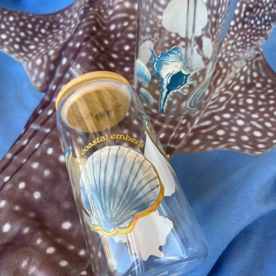 Golden Shell Glass Tumbler