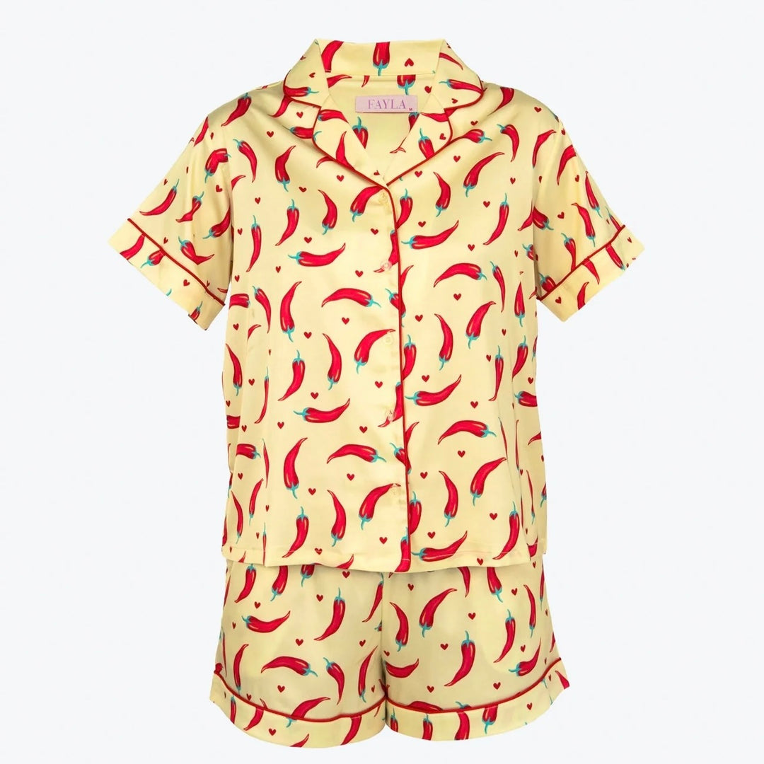 Chilli Satin Pyjama Set