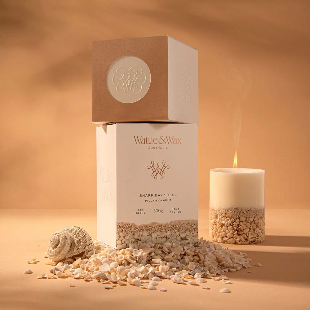 Shark Bay Shell Pillar Candle (Large)