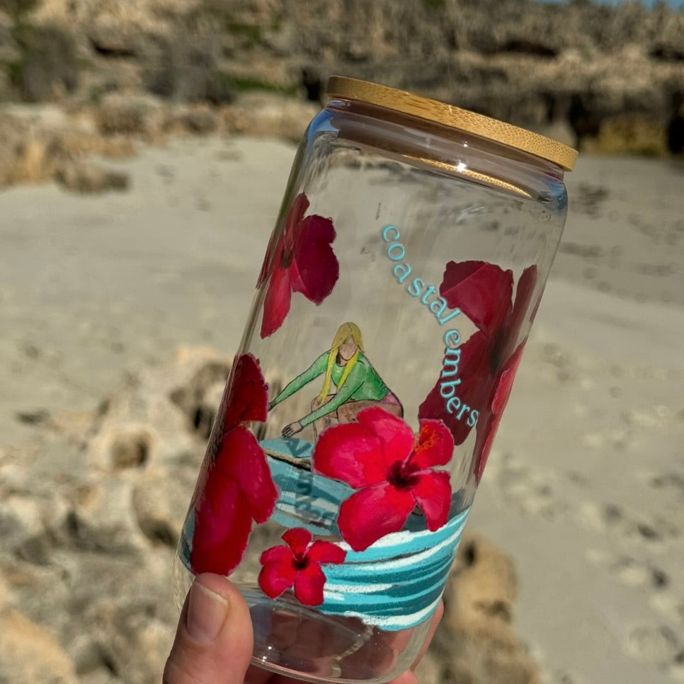 Surfer Girl Glass Tumbler